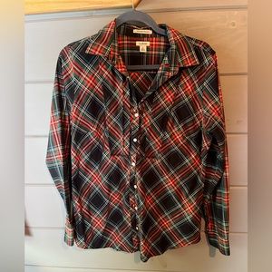 LL Bean non iron button down plaid shirt
